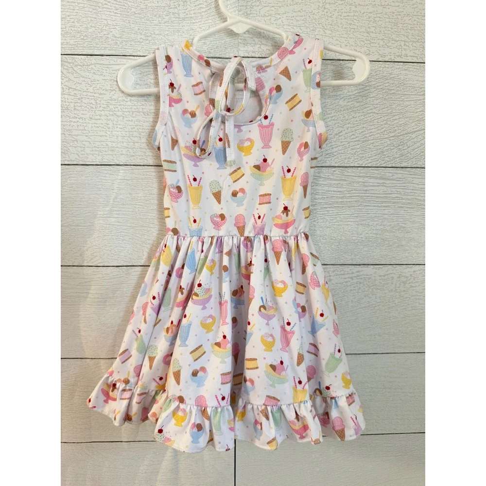 Little Stocking Co Girlhood Ice Cream Sundae Ruffle Pocket Twirl Dress Size 2